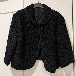 Vintage 50s Persian lamb curly wool short swing coat black small